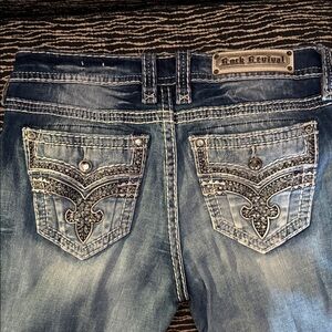 Rock Revival Distressed Denim with Embellished Pockets